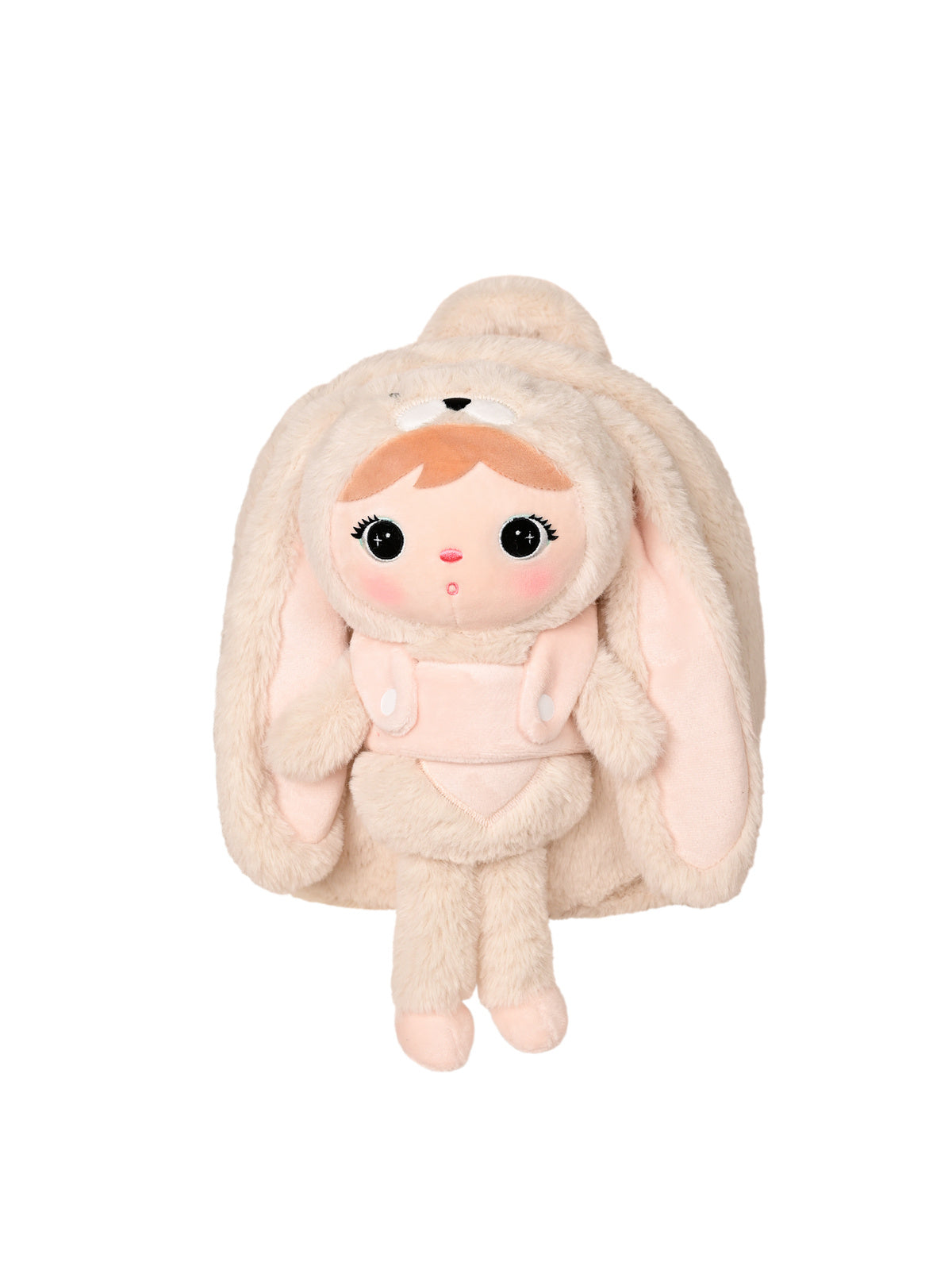 Personalisierter Stoff-Rucksack mit Puppe | Light beige Bunny