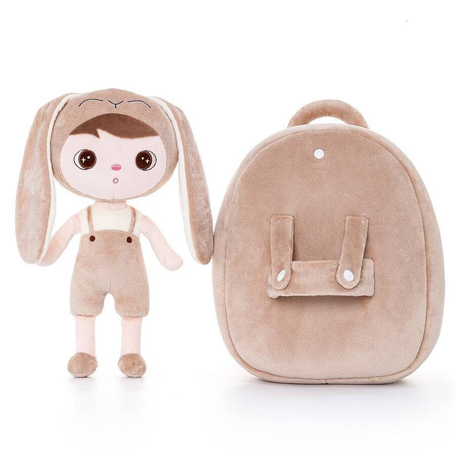 Personalisierter Stoff-Rucksack mit Puppe | BEIGE HASE